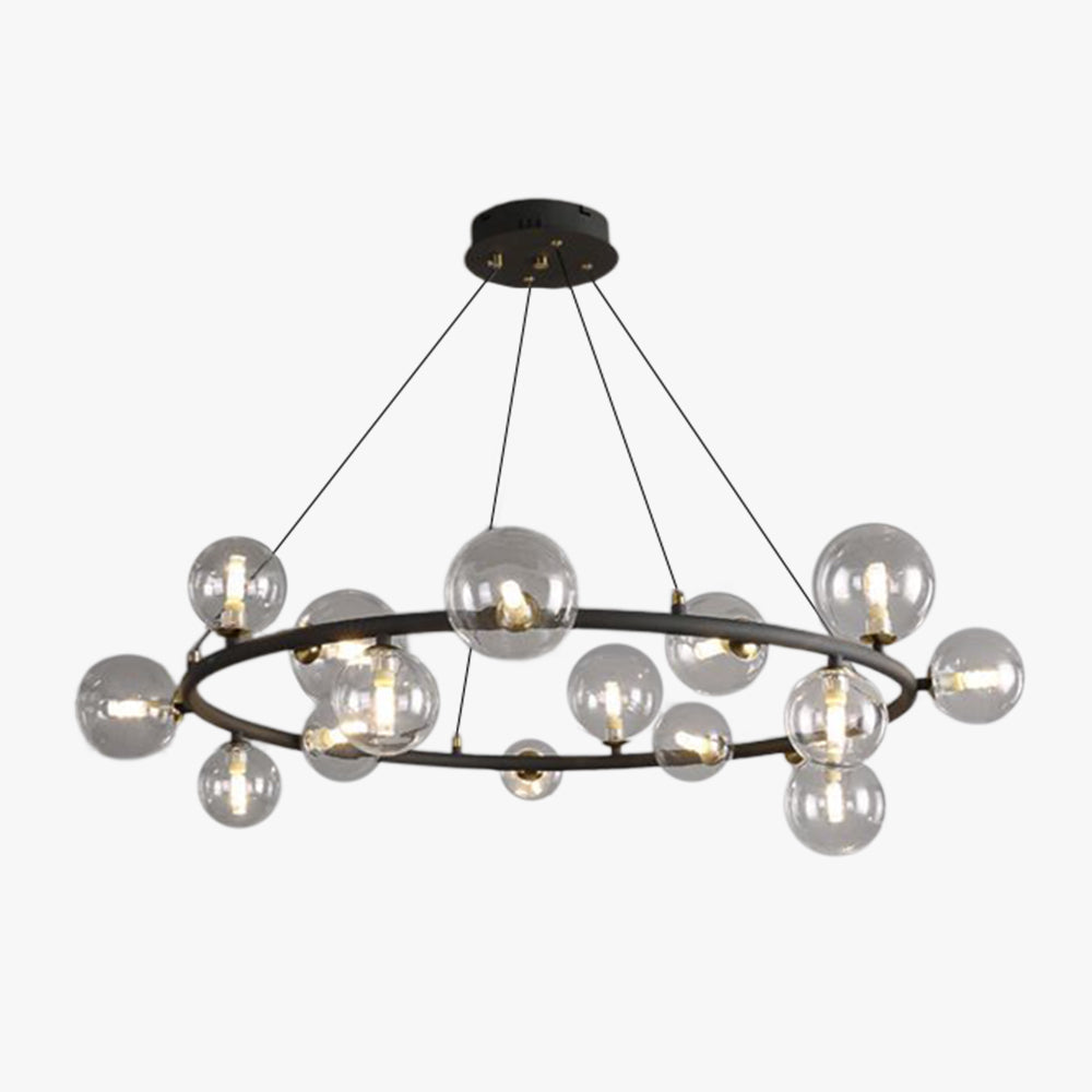Valentina Modern Glass Globe Ring Chandelier, Gold/Black — product view 7