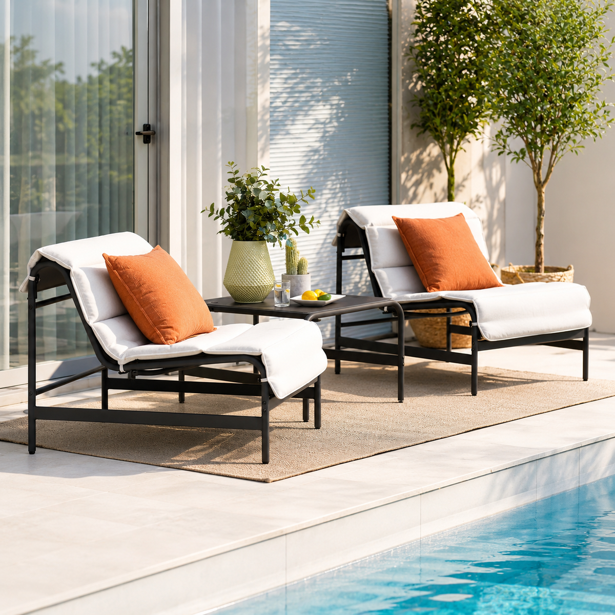 LOUNGE YARD 3-Piece Outdoor Lounge Chair Set with Side Table — product view 1