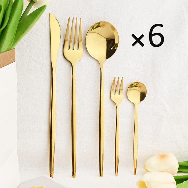 30Pcs Dinnerware Set Flatware Cutlery Set Stainless Steel Tableware | LoungeYard — product view 7