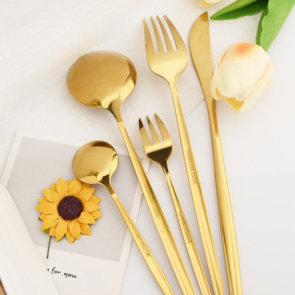 30Pcs Dinnerware Set Flatware Cutlery Set Stainless Steel Tableware | LoungeYard — product view 2