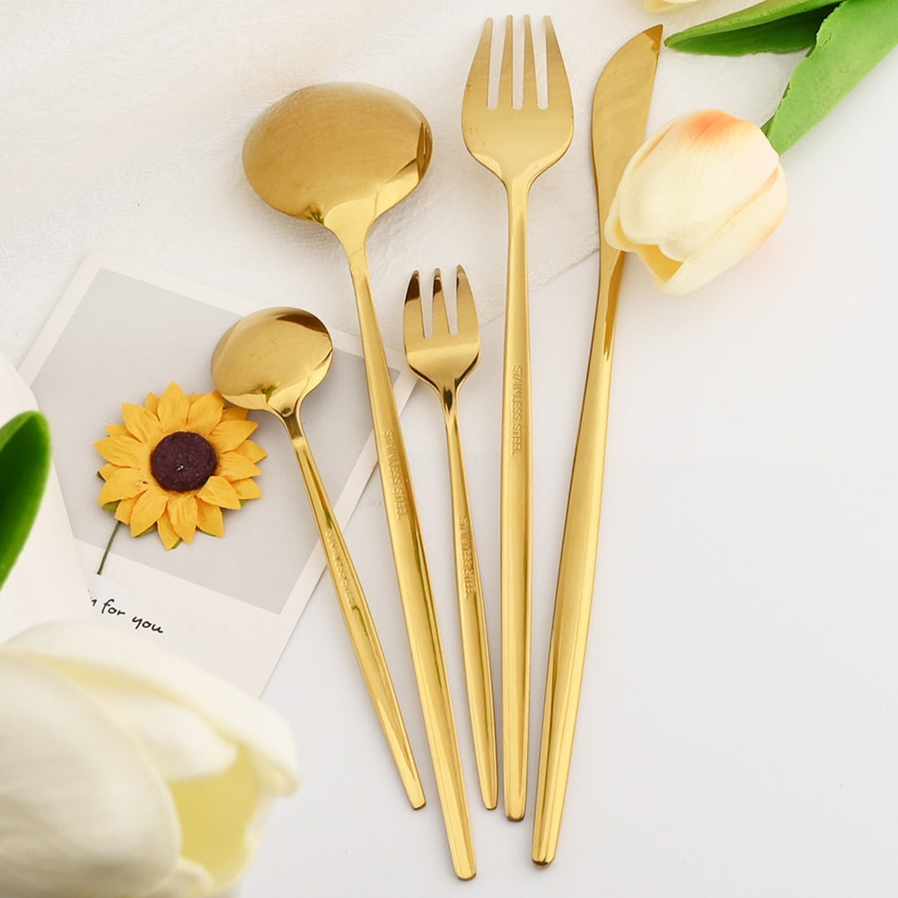 30Pcs Dinnerware Set Flatware Cutlery Set Stainless Steel Tableware | LoungeYard — product view 3