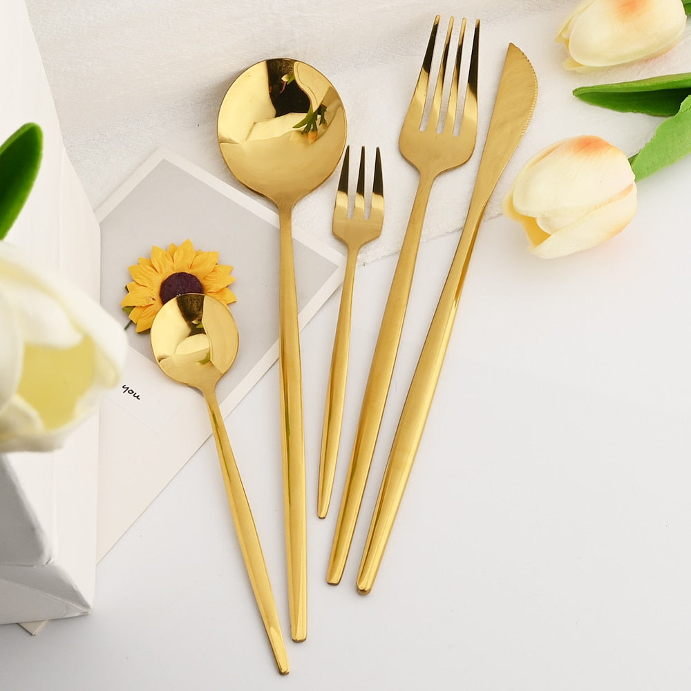 30Pcs Dinnerware Set Flatware Cutlery Set Stainless Steel Tableware | LoungeYard — product view 4