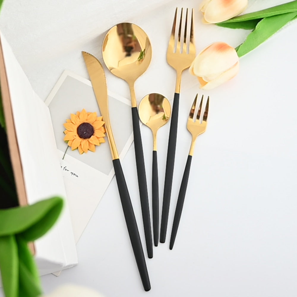 30Pcs Dinnerware Set Flatware Cutlery Set Stainless Steel Tableware | LoungeYard — product view 6