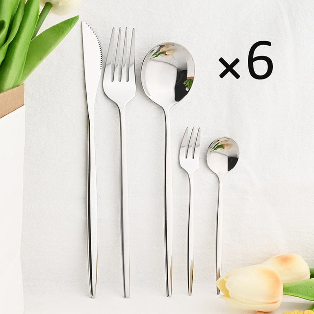 30Pcs Dinnerware Set Flatware Cutlery Set Stainless Steel Tableware | LoungeYard — product view 1