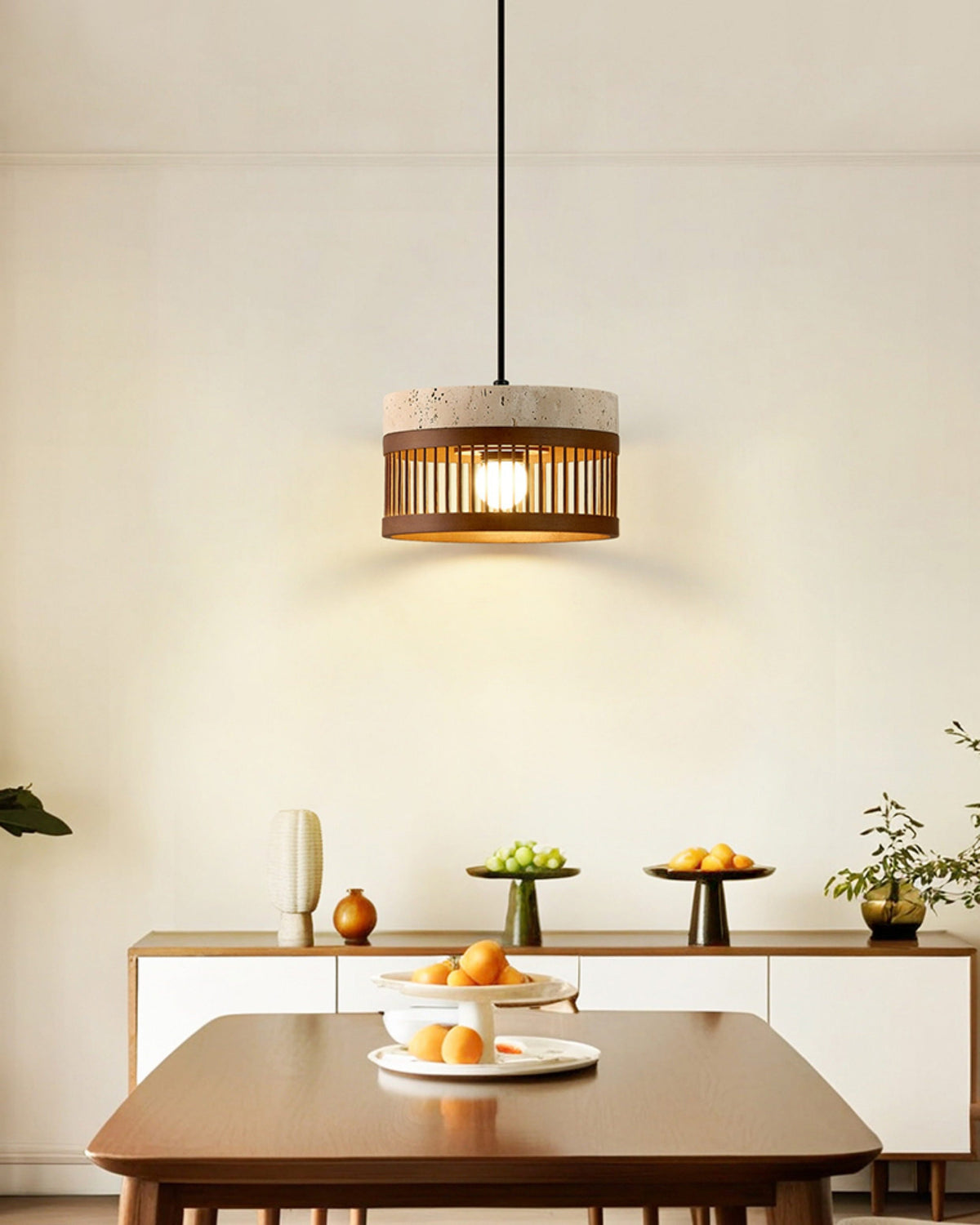 WOMO Cylinder Travertine Pendant Light-WM3100 — product view 6