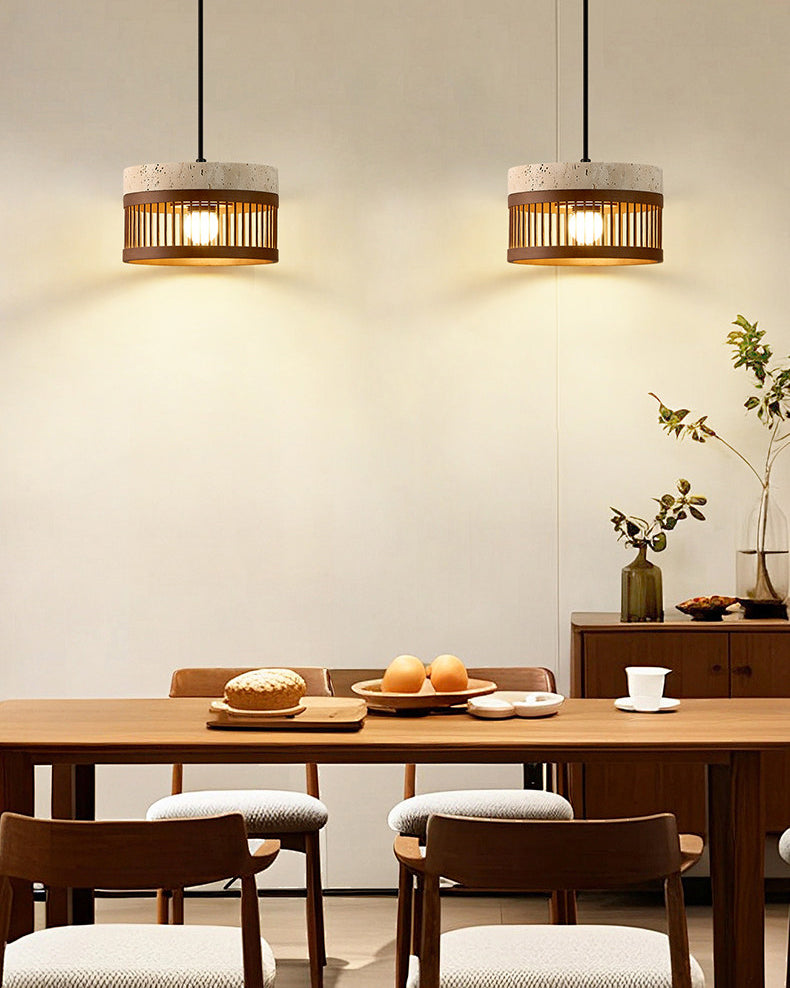 WOMO Cylinder Travertine Pendant Light-WM3100 — product view 3