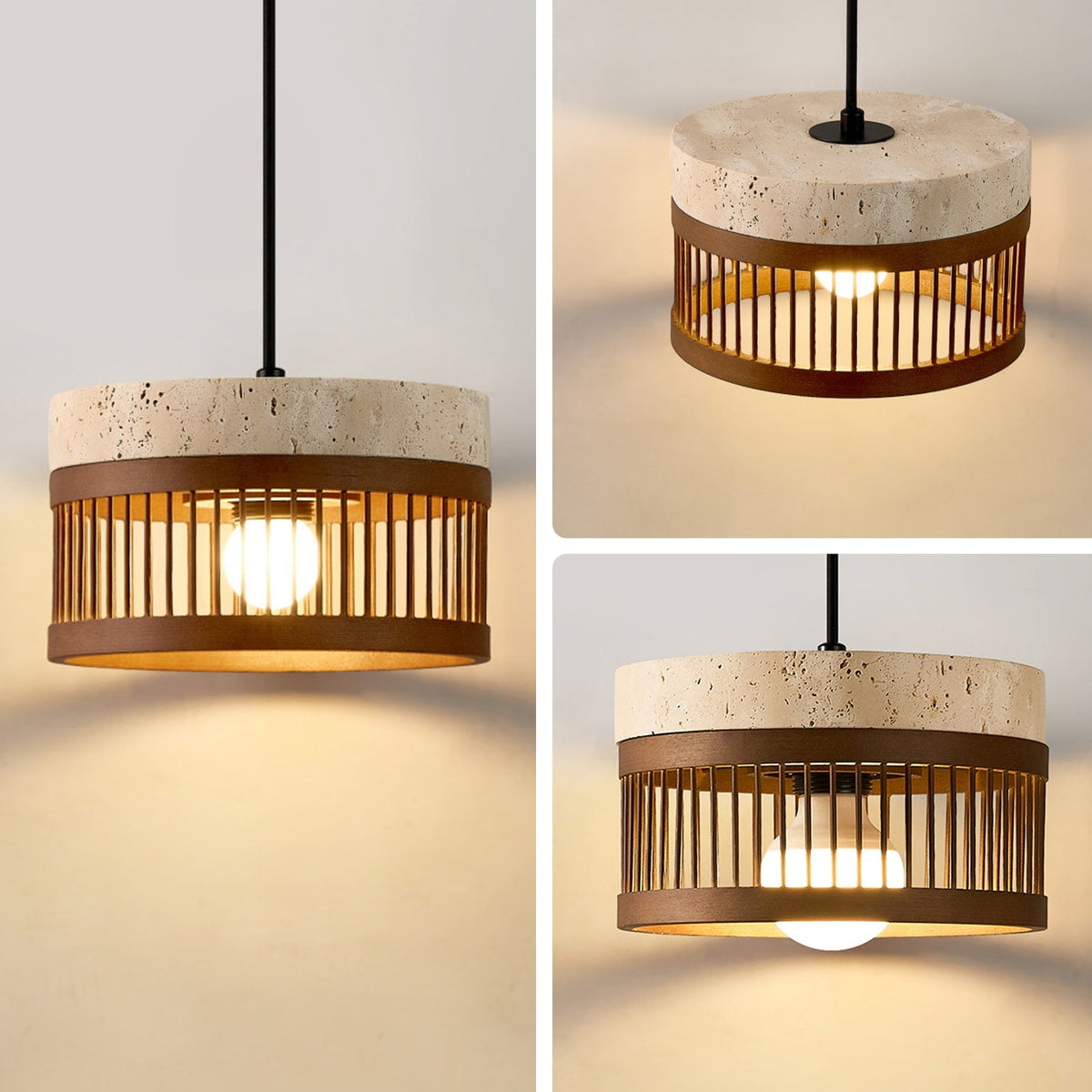 WOMO Cylinder Travertine Pendant Light-WM3100 — product view 7