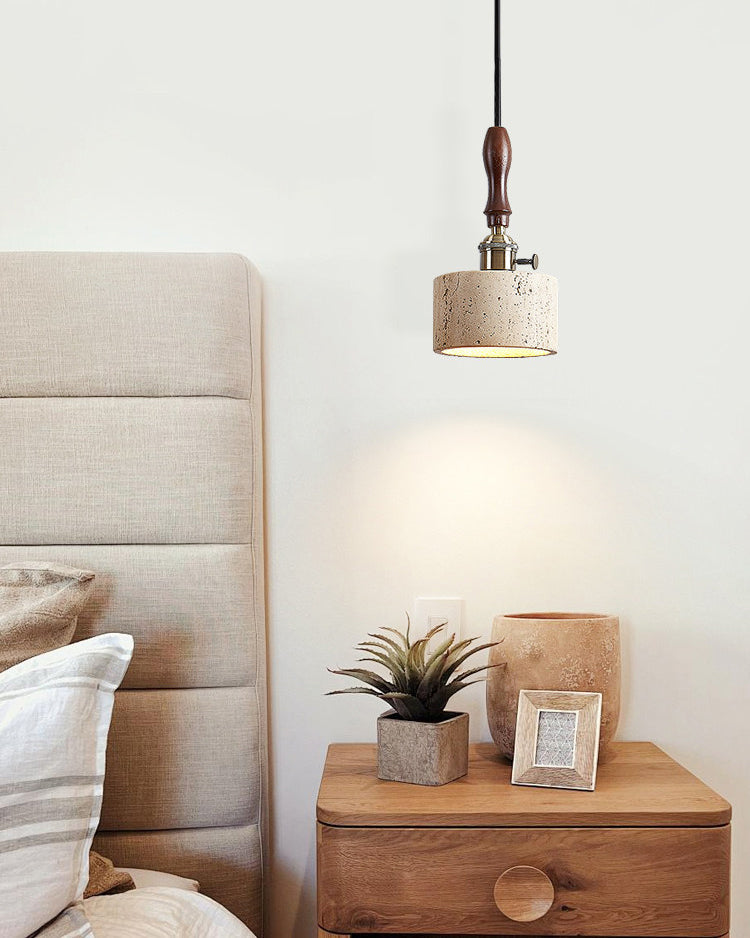 WOMO Travertine Drum Pendant Light - WM3103 — product view 2