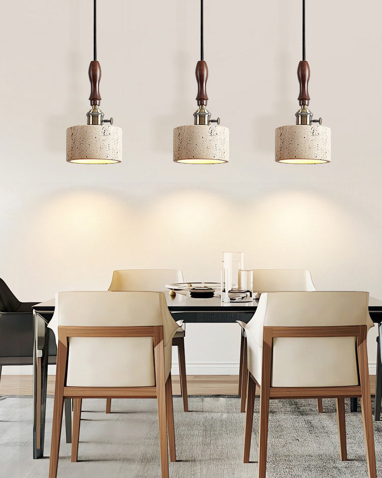 WOMO Travertine Drum Pendant Light - WM3103 — product view 3