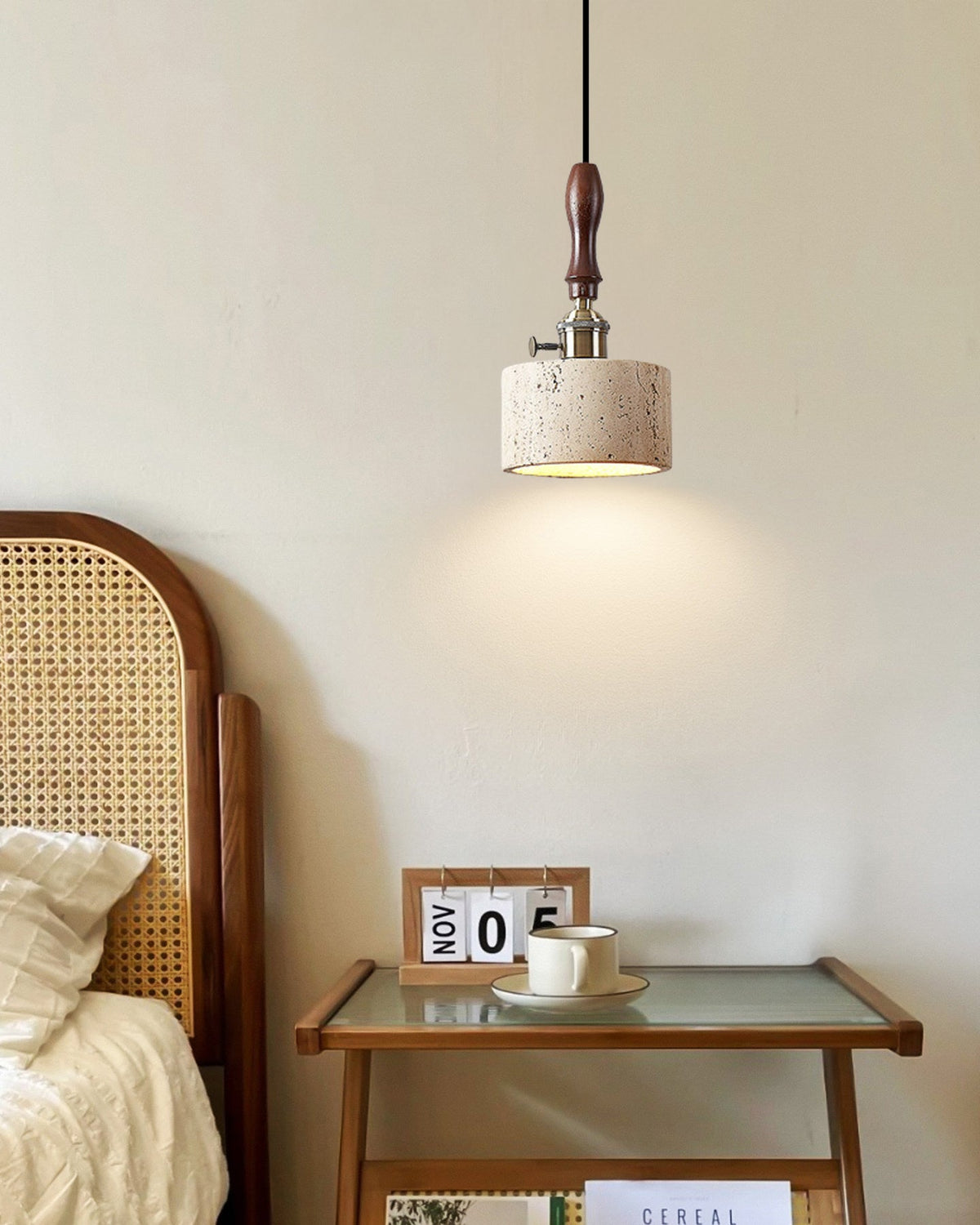 WOMO Travertine Drum Pendant Light - WM3103 — product view 6