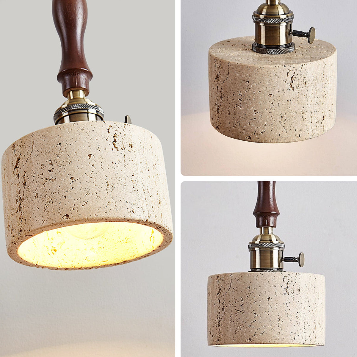 WOMO Travertine Drum Pendant Light - WM3103 — product view 7