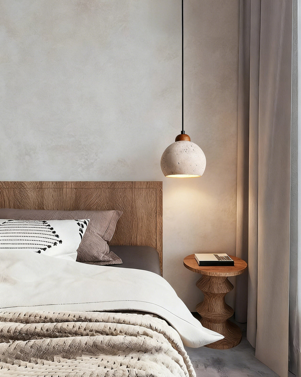 WOMO Travertine Globe Pendant Light - WM3104 — product view 2