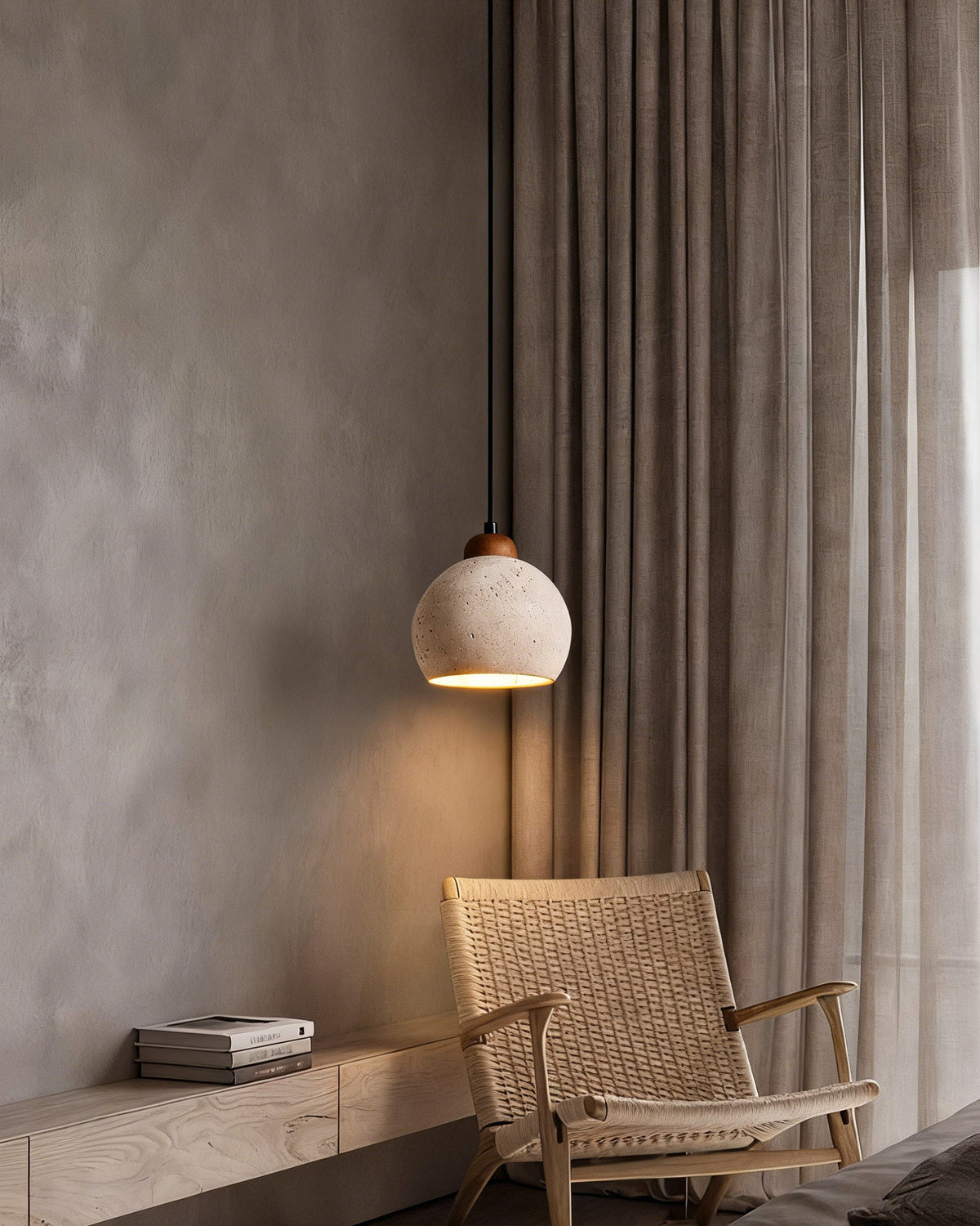 WOMO Travertine Globe Pendant Light - WM3104 — product view 3