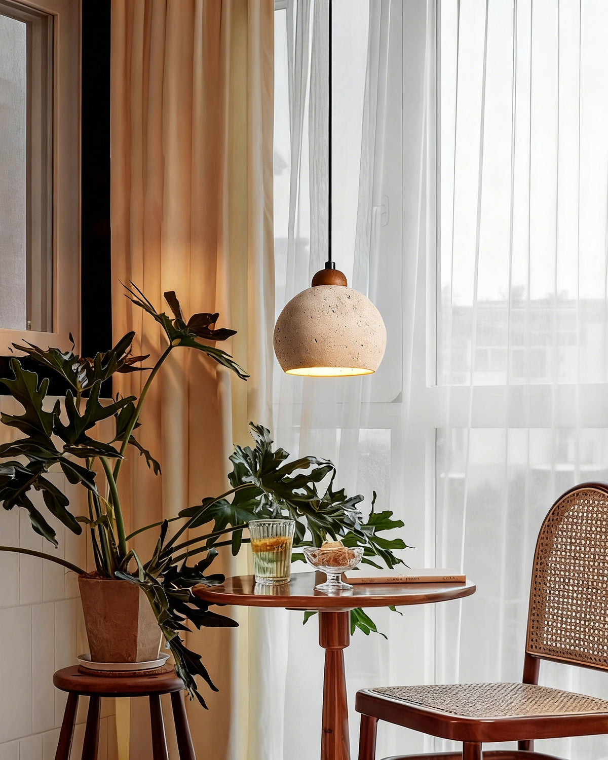 WOMO Travertine Globe Pendant Light - WM3104 — product view 5