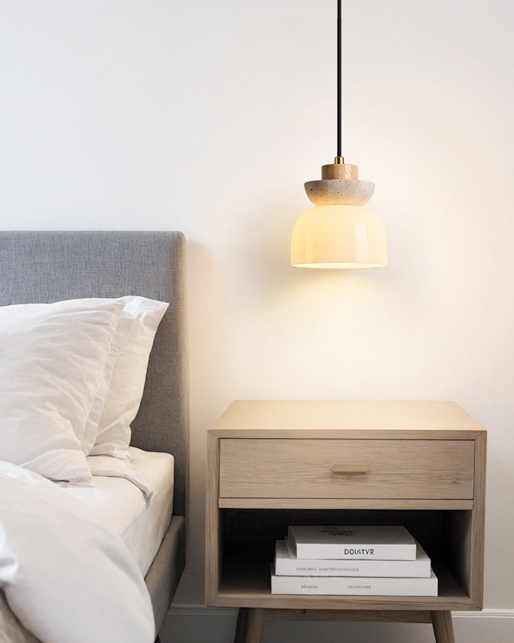 WOMO Travertine Glass Globe Pendant Light - WM3105 — product view 4