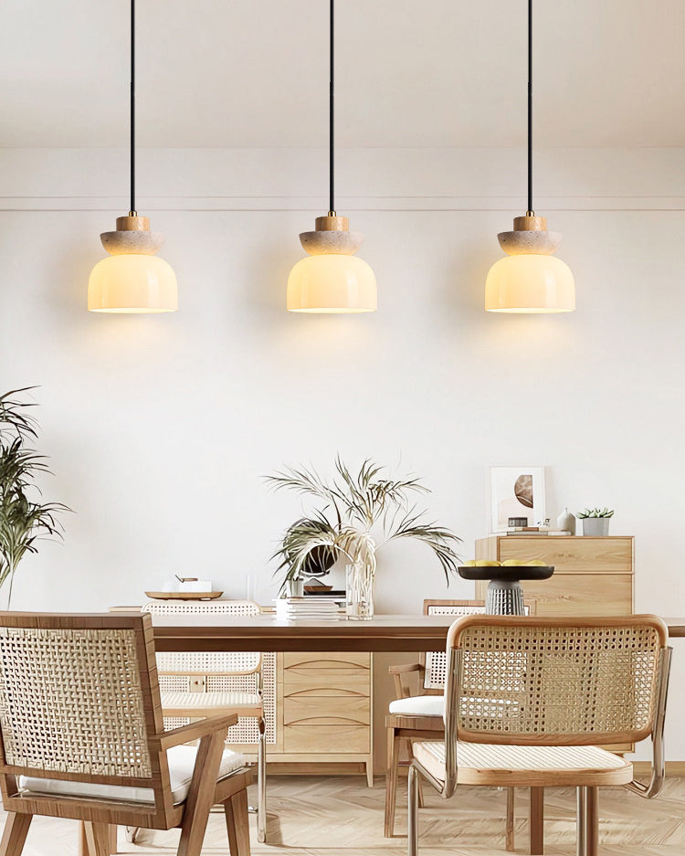 WOMO Travertine Glass Globe Pendant Light - WM3105 — product view 6