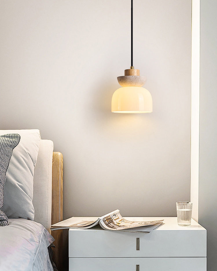 WOMO Travertine Glass Globe Pendant Light - WM3105 — product view 2