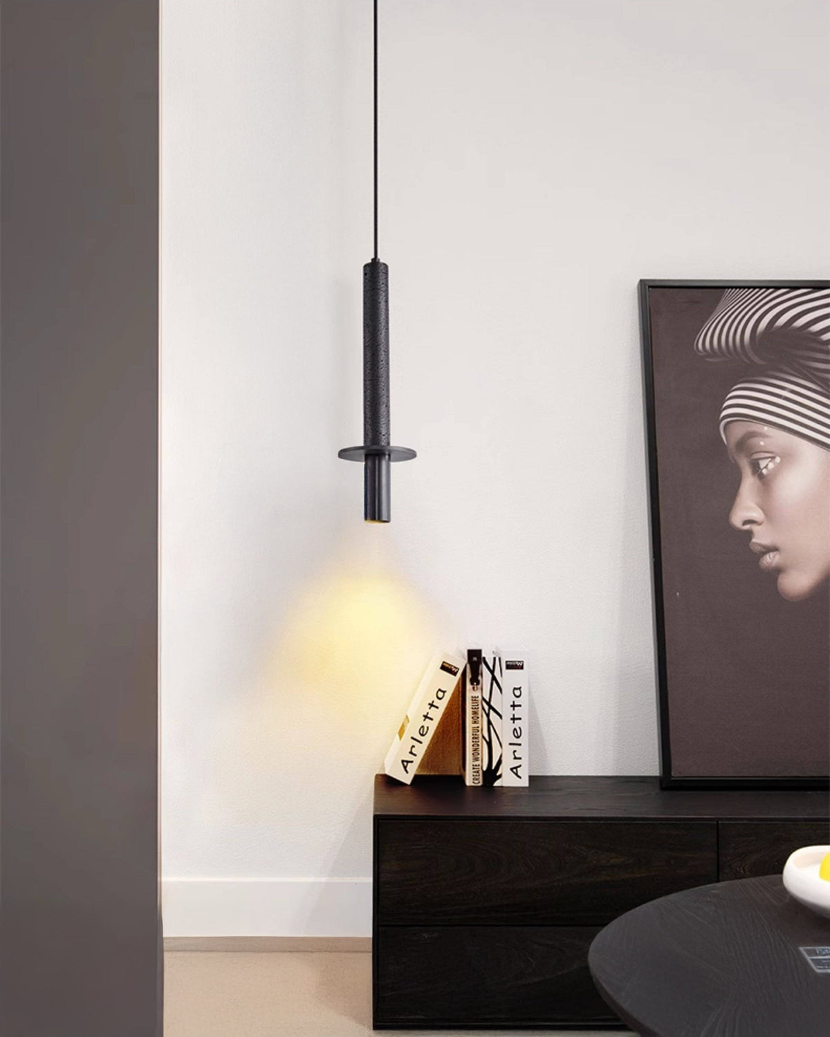 WOMO Travertine Long Cylinder Pendant Light - WM3110 — product view 5
