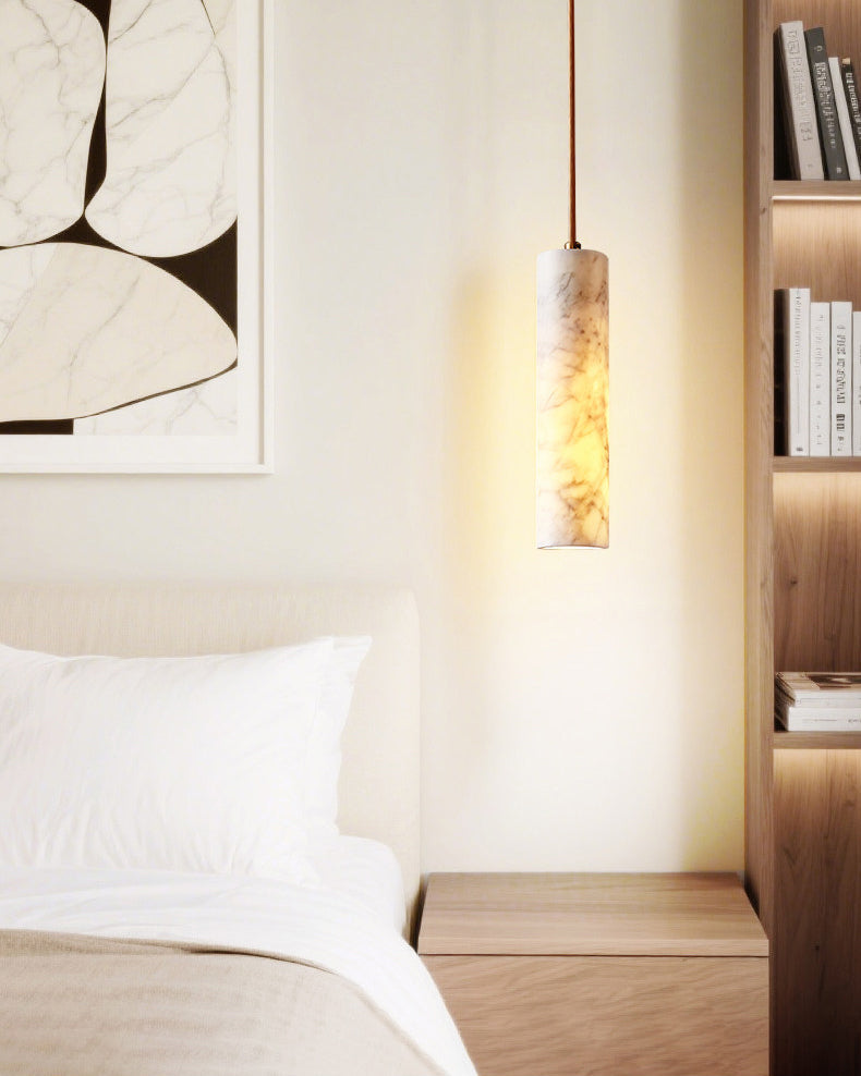 WOMO Cylinder Alabaster Pendant Light-WM3115 — product view 3