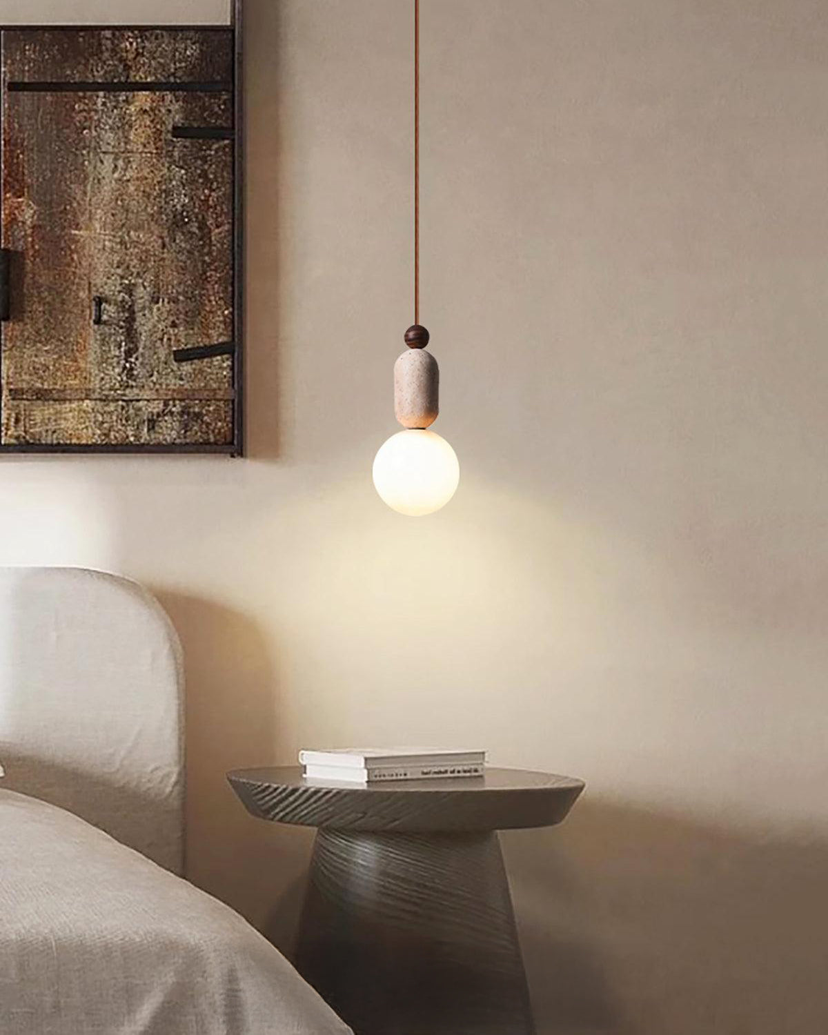 WOMO Travertine Glass Globe Pendant Light - WM3117 — product view 5
