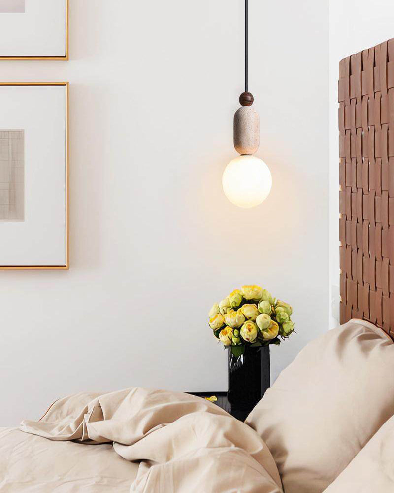 WOMO Travertine Glass Globe Pendant Light - WM3117 — product view 7