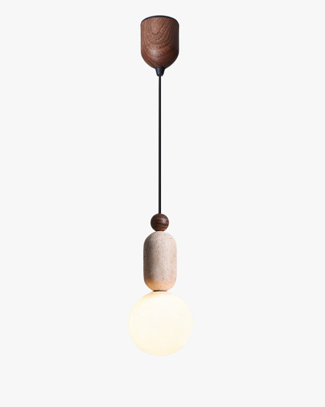 WOMO Travertine Glass Globe Pendant Light - WM3117 — product view 1