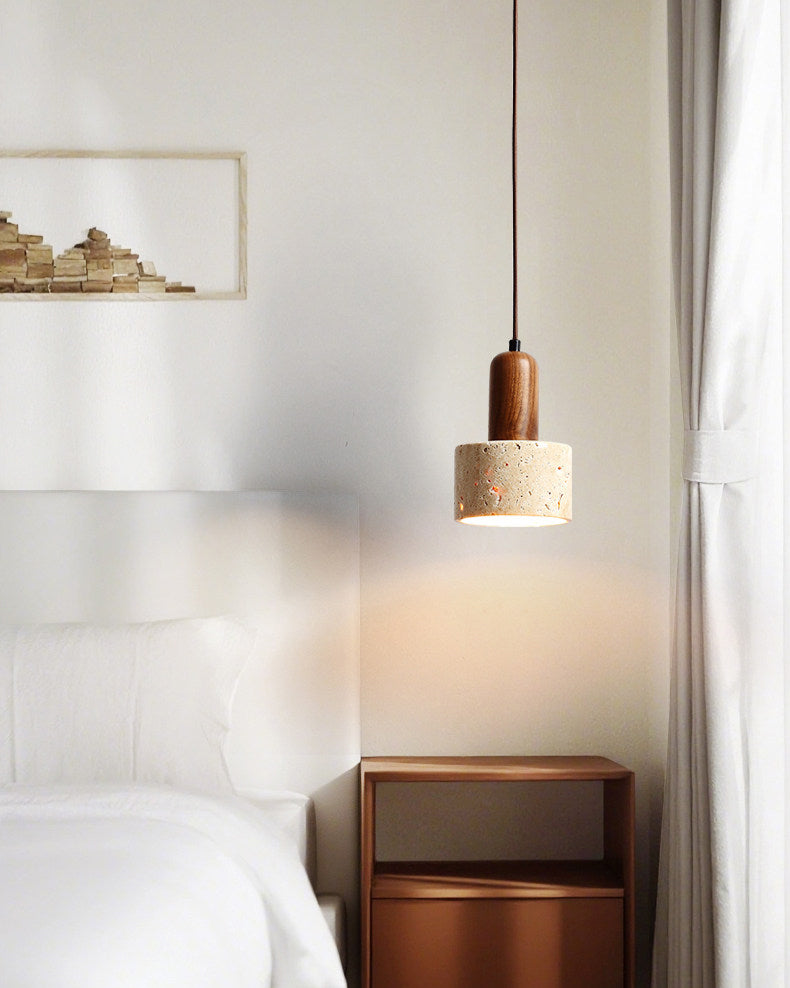WOMO Travertine Drum Pendant Light - WM3121 — product view 2