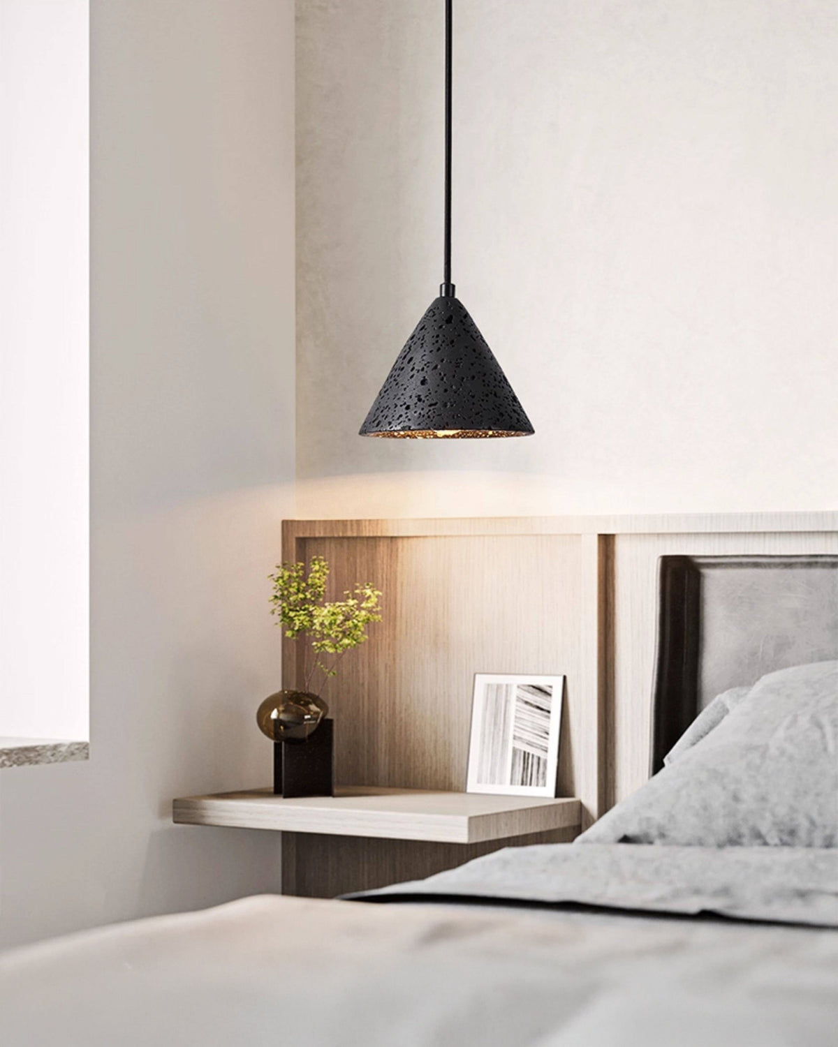 WOMO Black Travertine Cone Pendant Light - WM3122 — product view 6