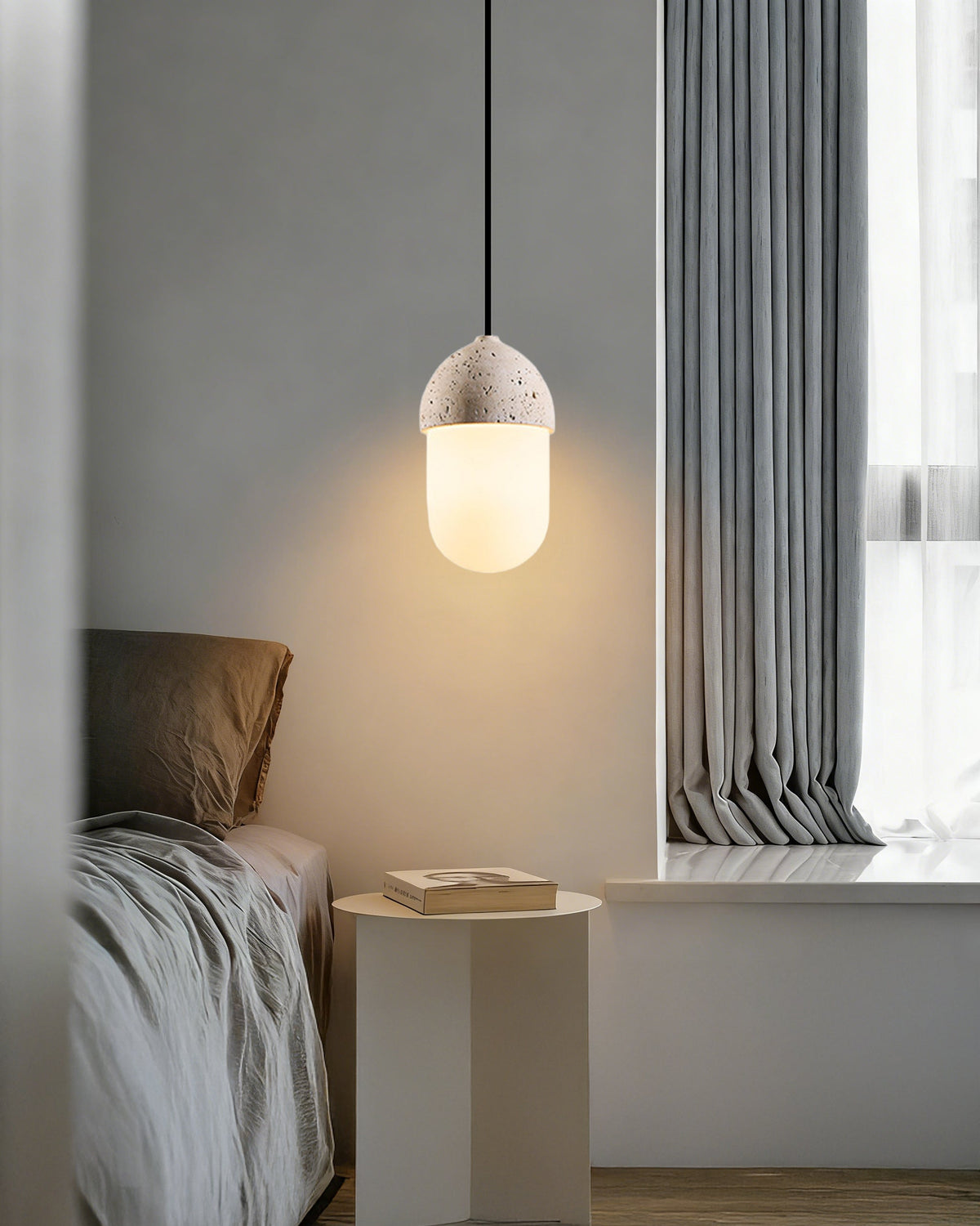 WOMO Natural Travertine Glass Oval Pendant Light - WM3123 — product view 4