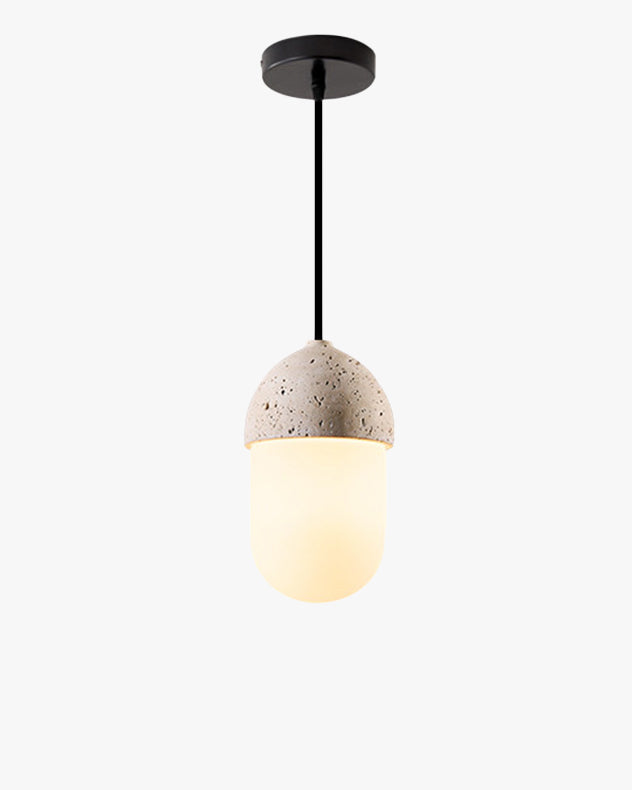 WOMO Natural Travertine Glass Oval Pendant Light - WM3123 — product view 1