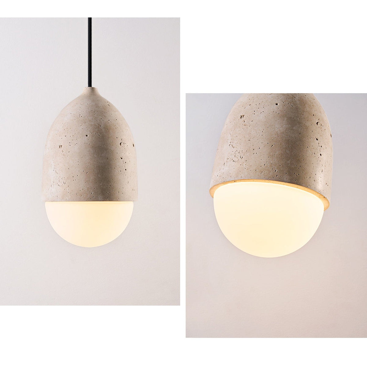 WOMO Natural Travertine Glass Oval Pendant Light - WM3123 — product view 7