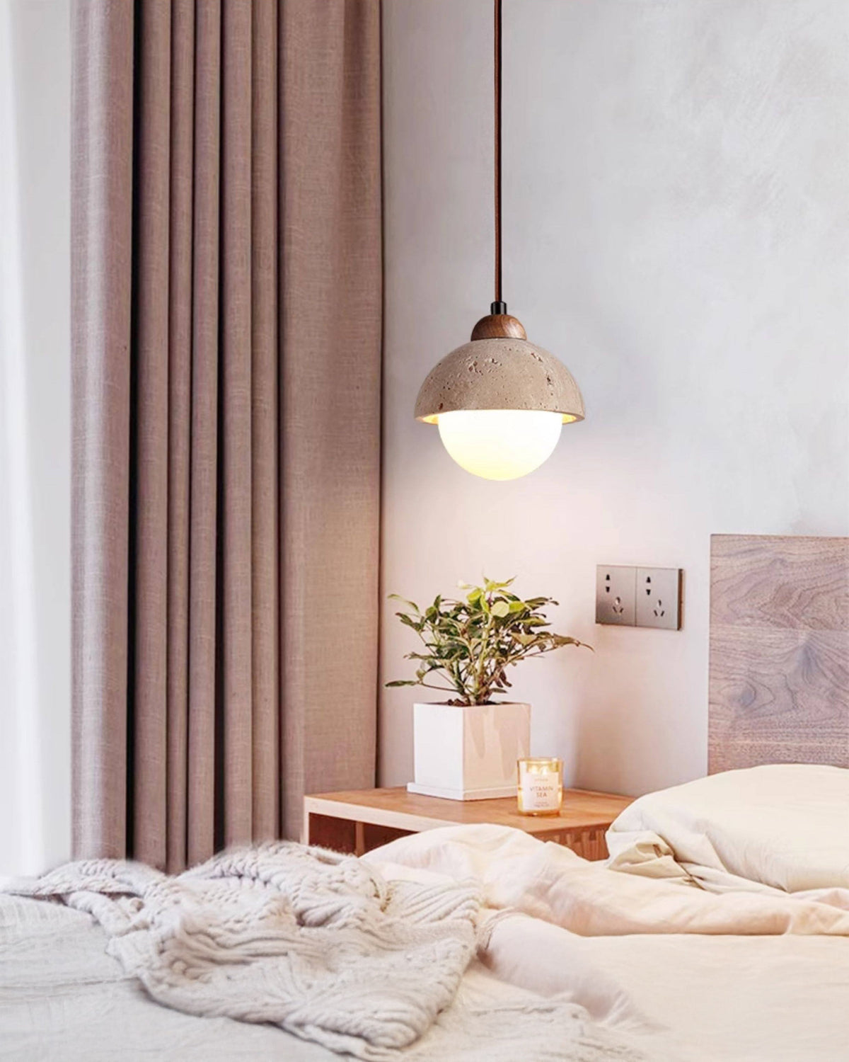 WOMO Travertine Globe Pendant Light - WM3125 — product view 2