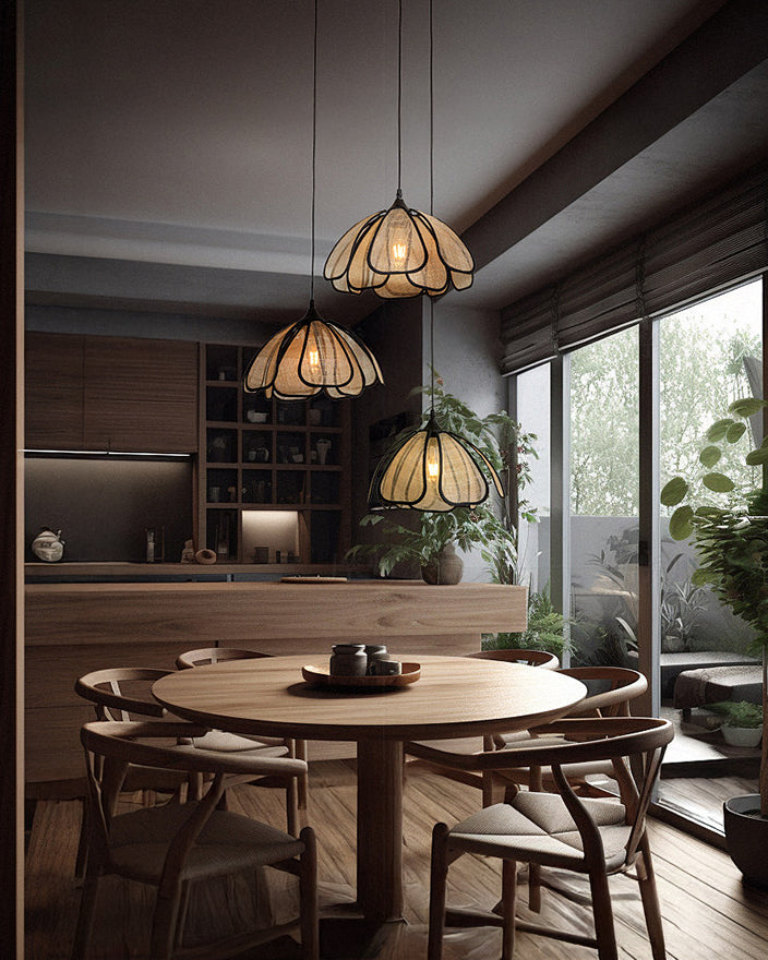 WOMO Flower Shape Fabric Pendant Light-WM3151 — product view 2
