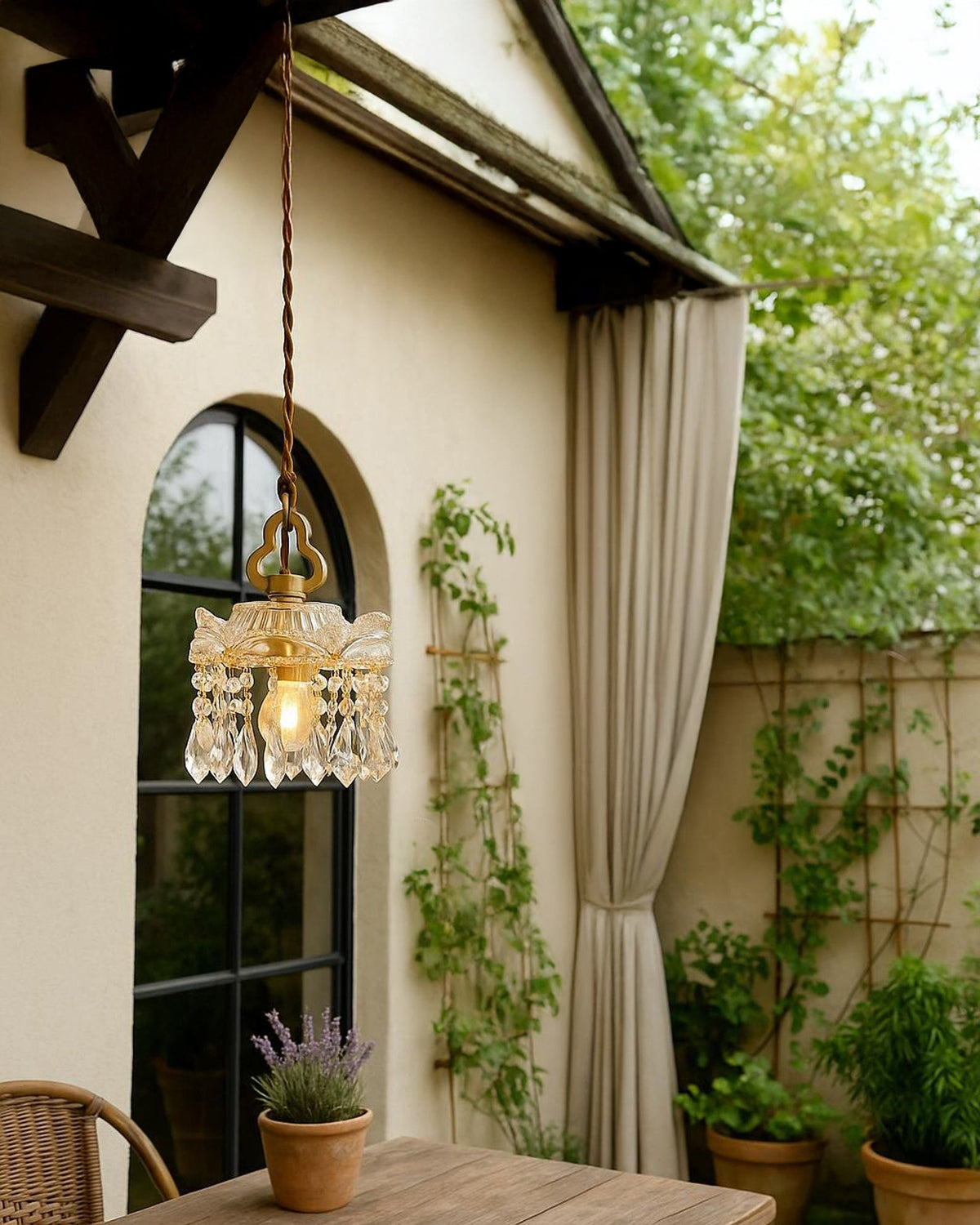 WOMO Crystal Fringe Pendant Light-WM3153 — product view 6