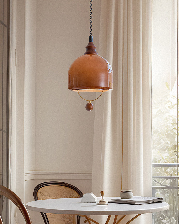 WOMO Amber Glass Dome Pendant Light-WM3159 — product view 3