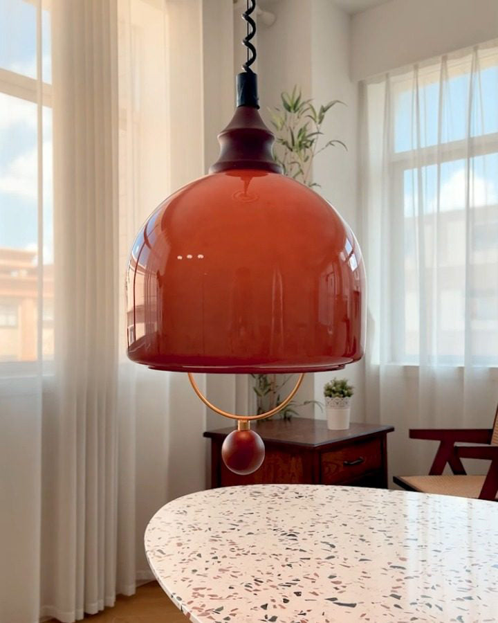WOMO Amber Glass Dome Pendant Light-WM3159 — product view 4