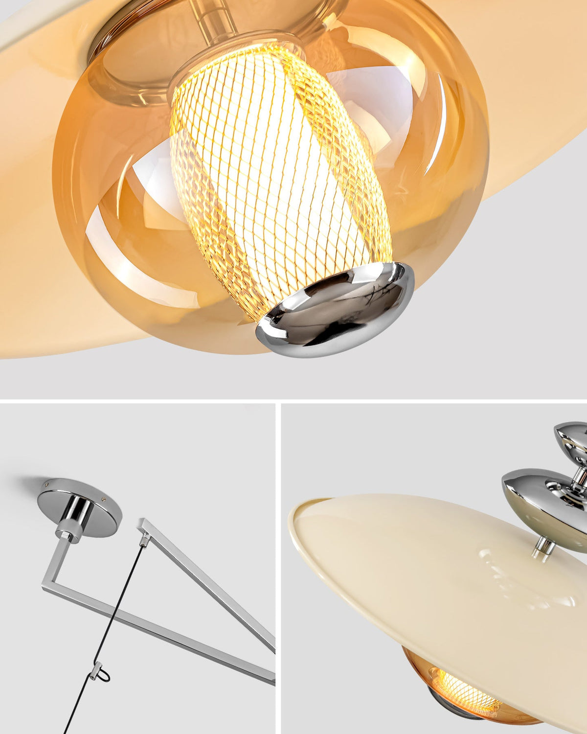 WOMO Glass Dome Swing Arm Pendant Light-WM3161 — product view 7