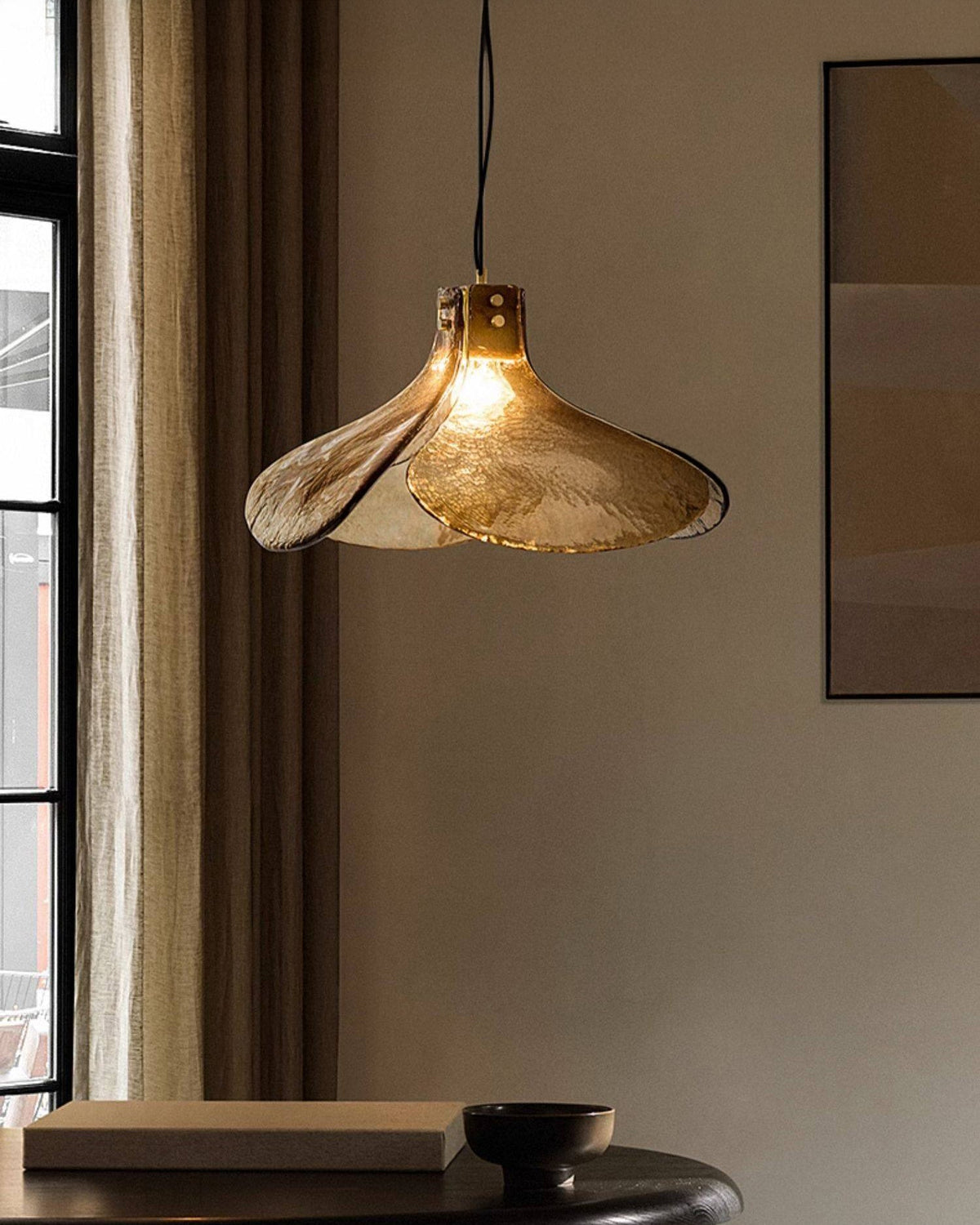 WOMO Amber Glass Petal Pendant Light-WM3163 — product view 6