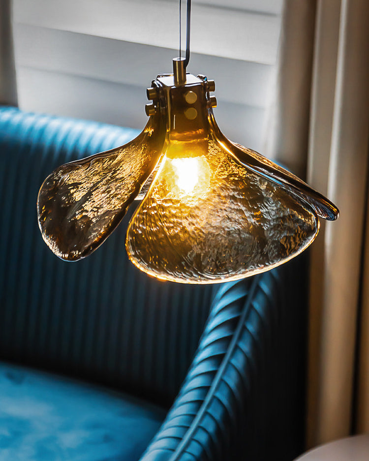 WOMO Amber Glass Petal Pendant Light-WM3163 — product view 3
