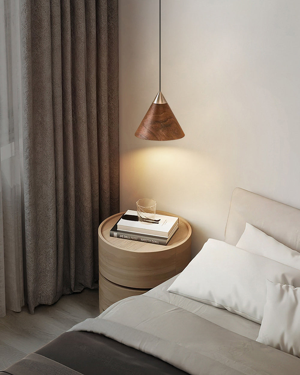 WOMO Walnut Cone Pendant Light-WM3167 — product view 2