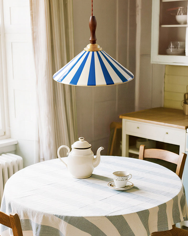 WOMO Striped Ceramic Cone Pendant Light-WM3170 — product view 5