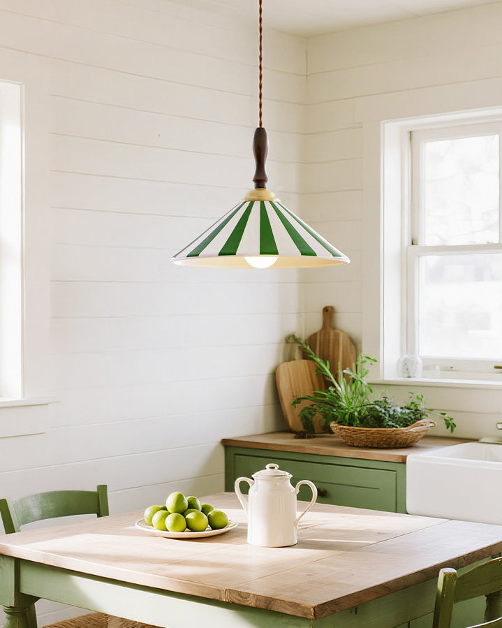 WOMO Striped Ceramic Cone Pendant Light-WM3170 — product view 6