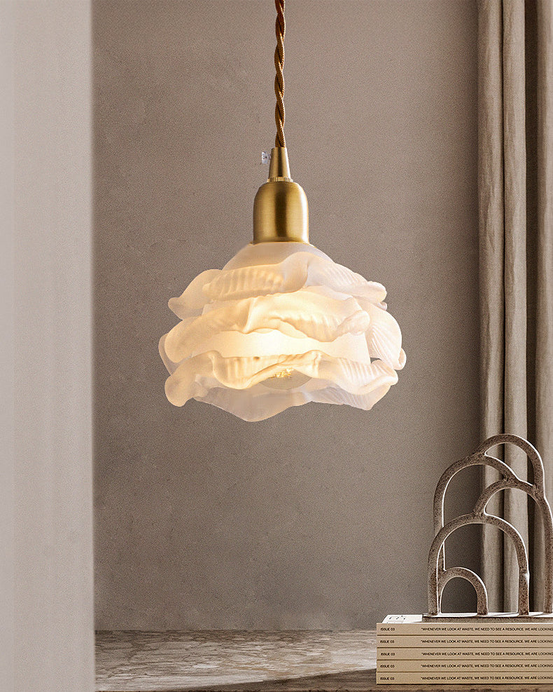 WOMO Cream White Glass Flower Pendant Light-WM3173 — product view 3
