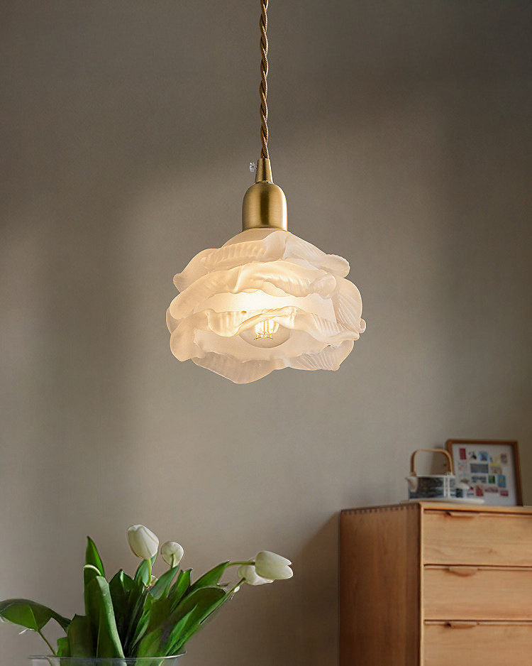 WOMO Cream White Glass Flower Pendant Light-WM3173 — product view 5