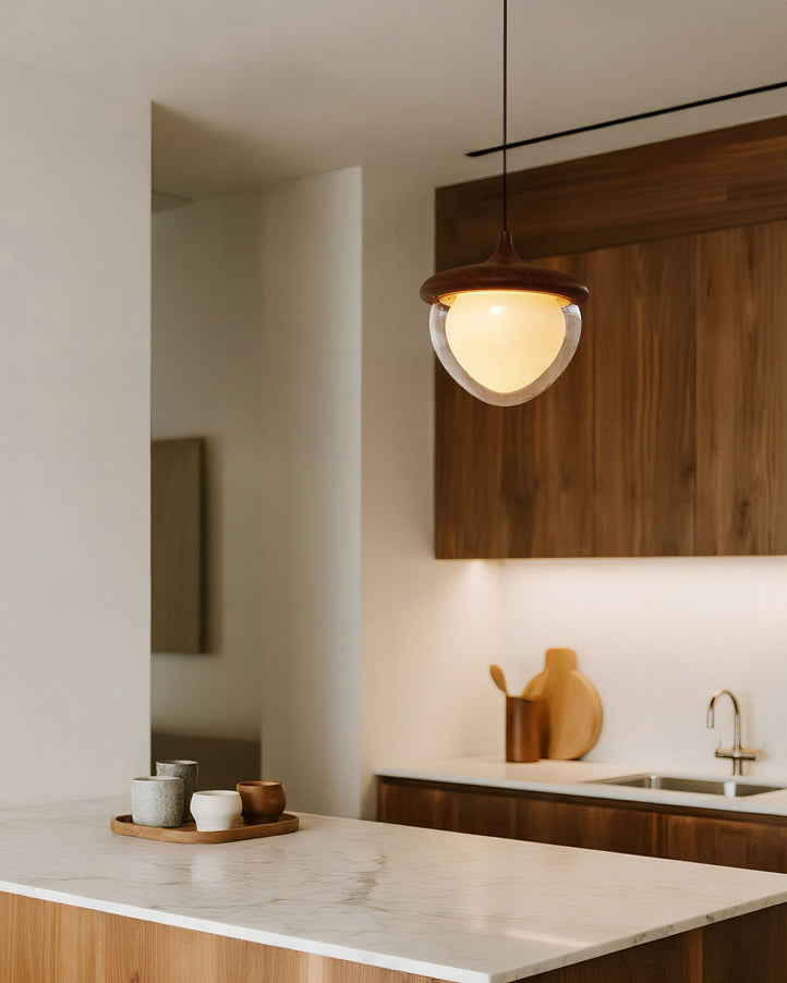 WOMO Walnut Glass Pinecone Pendant Light-WM3181 — product view 4