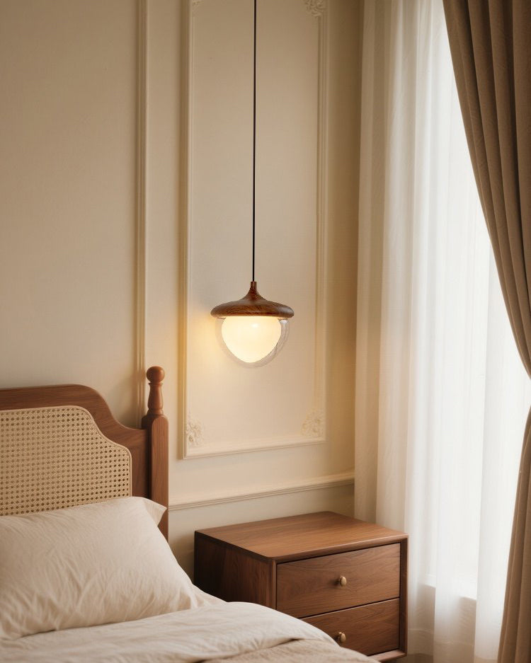WOMO Walnut Glass Pinecone Pendant Light-WM3181 — product view 6