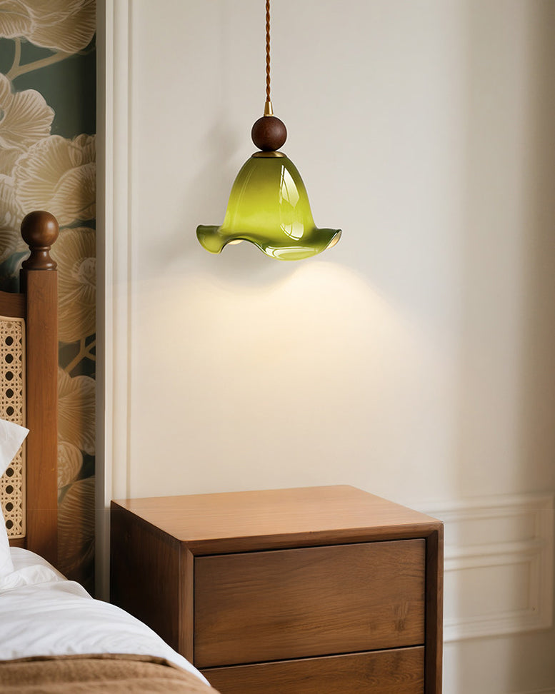 WOMO Ruffled Bell Glass Pendant Light-WM3185 — product view 4