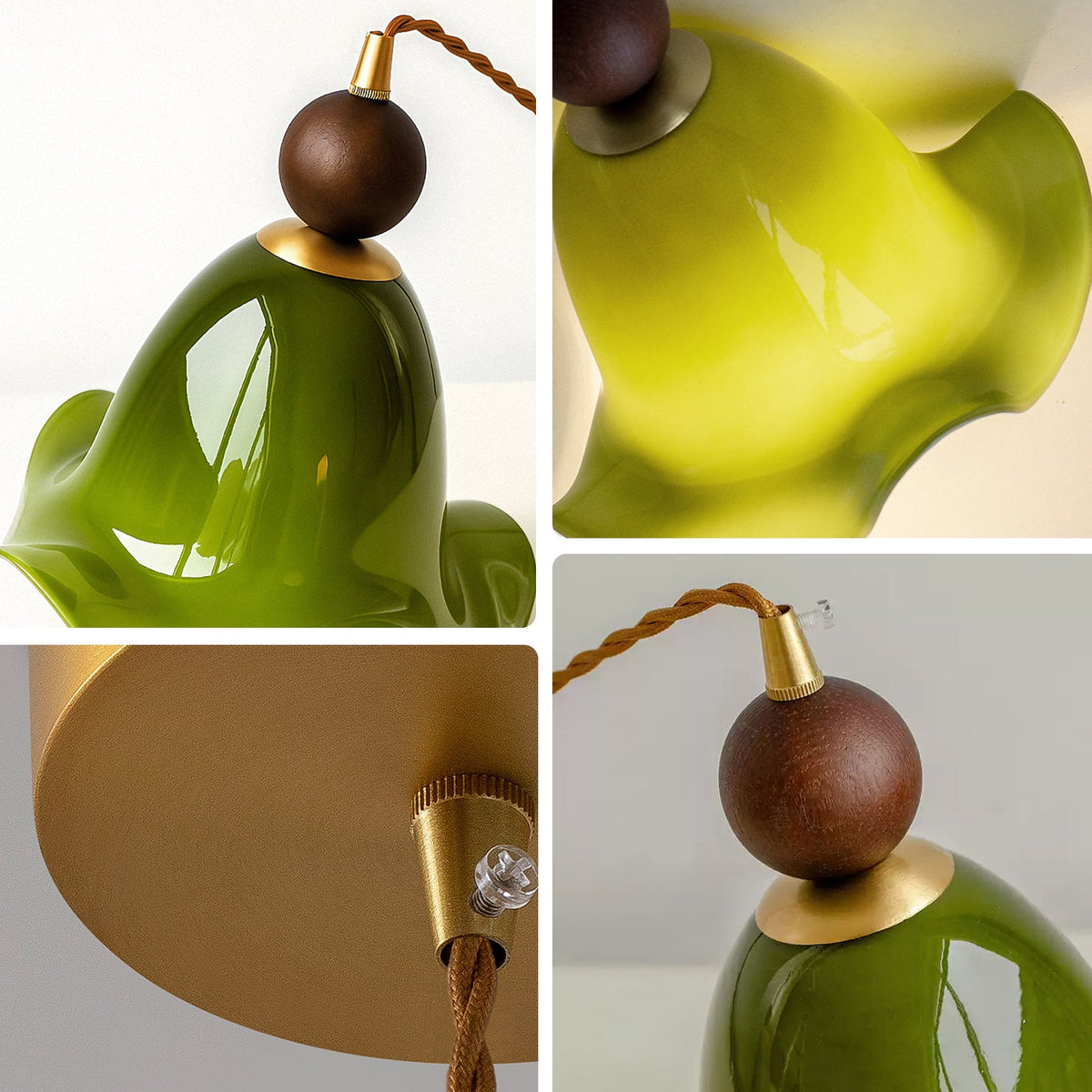WOMO Ruffled Bell Glass Pendant Light-WM3185 — product view 6