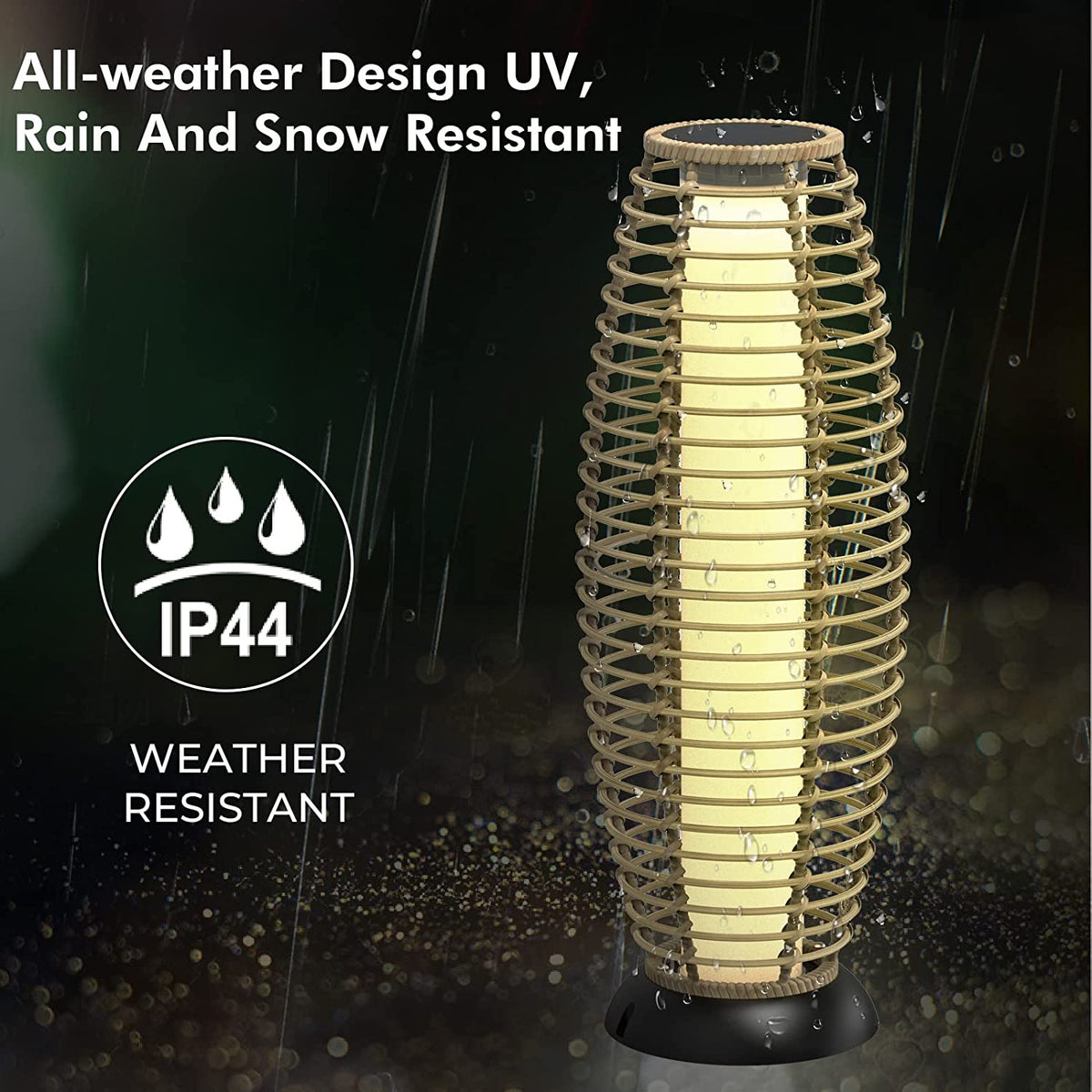 LOUNGE YARD Floor Lamp Outdoor Lamp Patio Lights Solar Powered Lantern Weather–Resistant Rattan Deck Lights, Lamp Large-Sized for Garden — product view 7