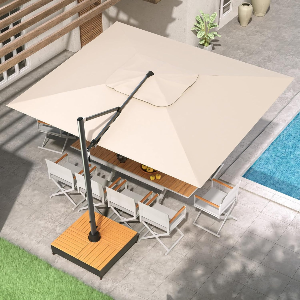 LOUNGE YARD 10x13 FT Acrylic Outdoor Cantilever Aluminum Umbrella, 5-Year-Non-Fading — product view 4